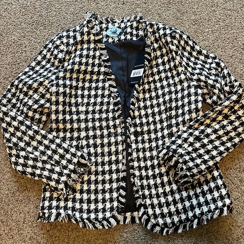 Alloy black and white checkered blazer, medium